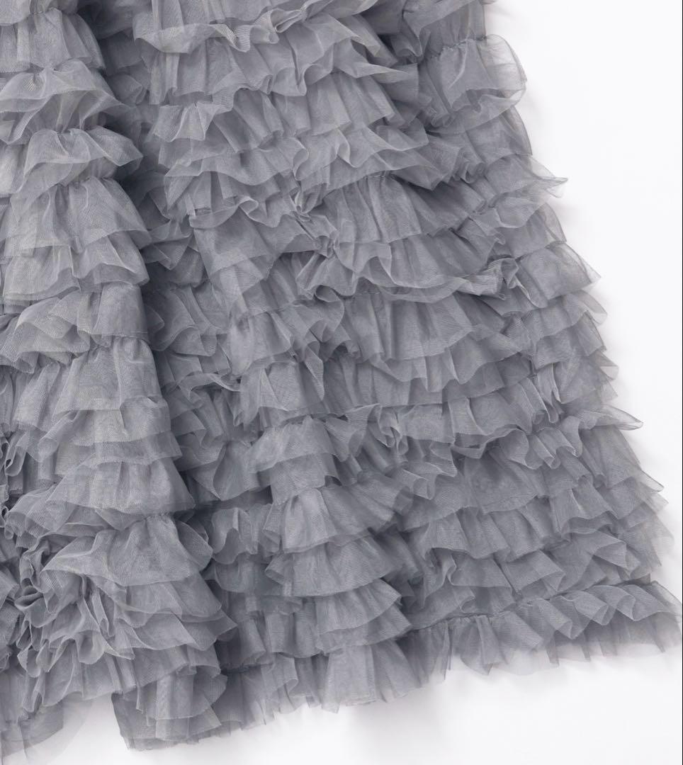 Merakiチュールフレアスカート グレー　もこもこスカート