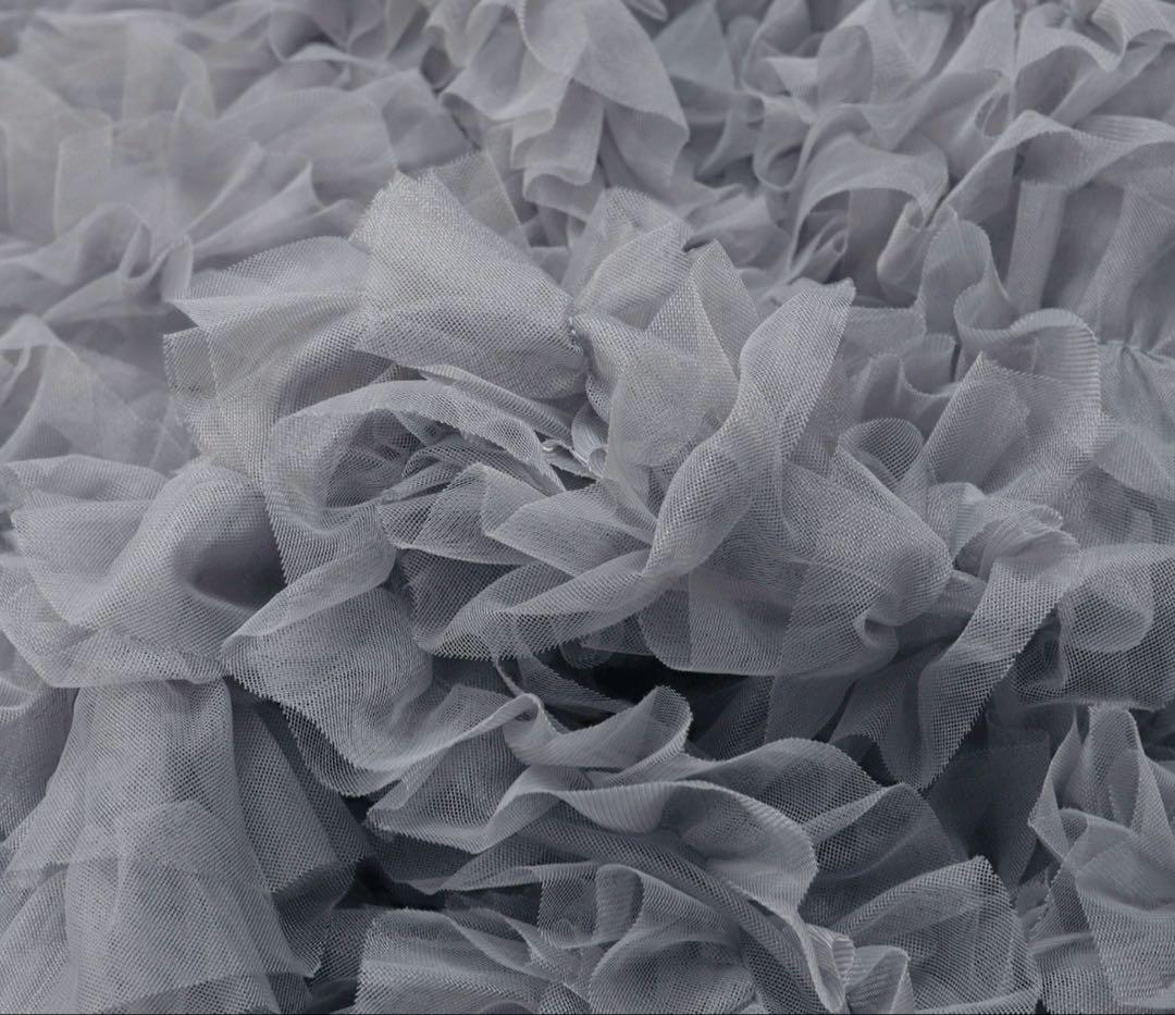 Merakiチュールフレアスカート グレー　もこもこスカート