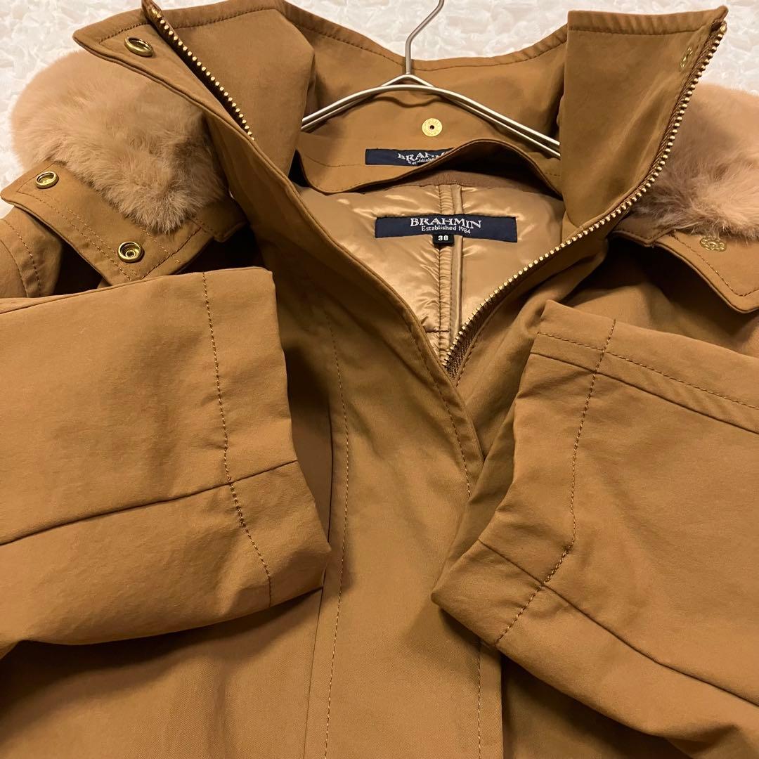 BRAHMIN ブラーミン＊フード付きブラウンモッズコート【38】　ライナー付き