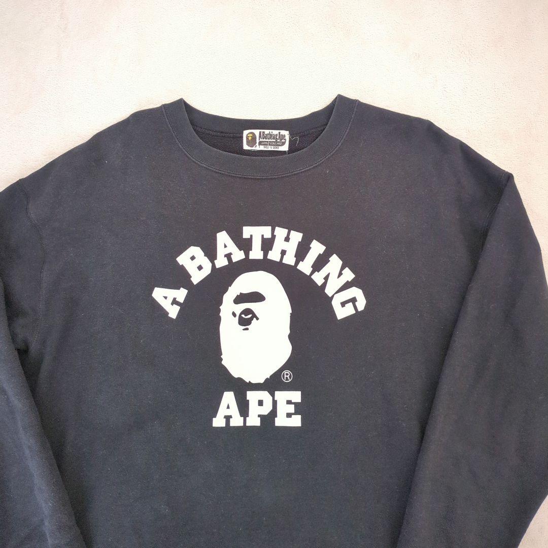 BATHING APE スウェット ブラック カレッジロゴ XL相当 エイプ