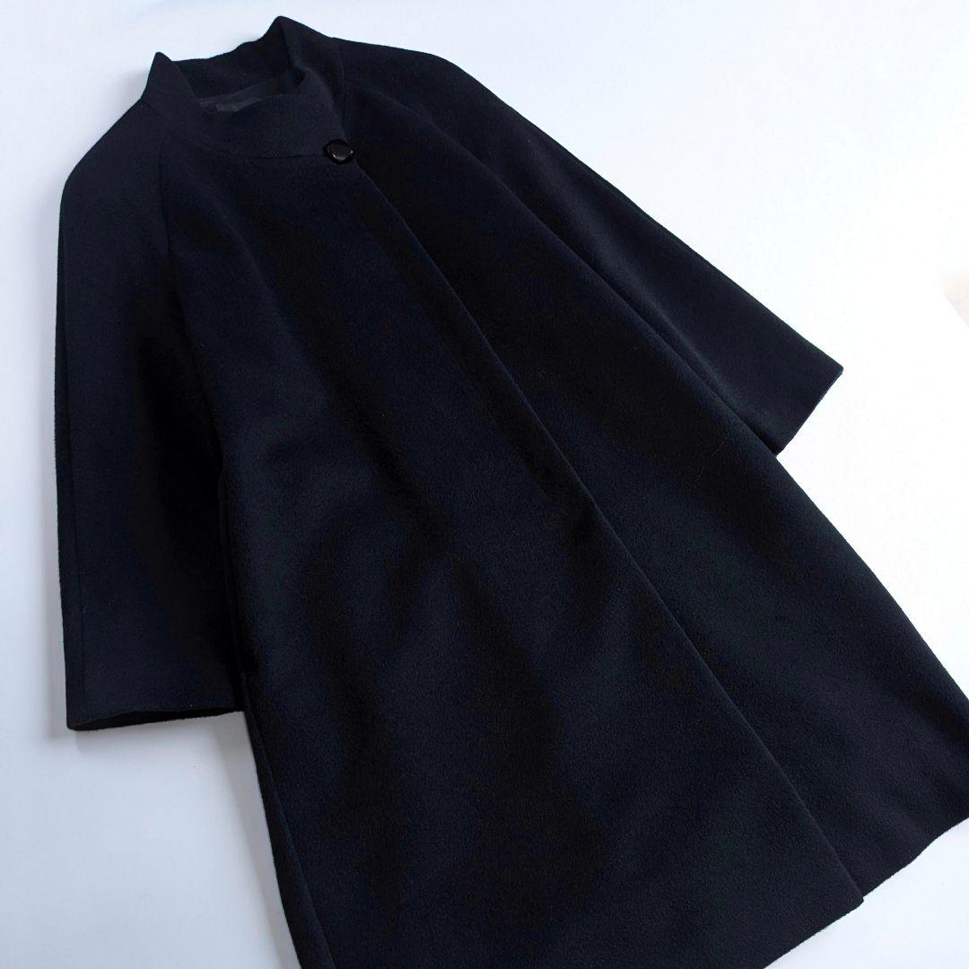 美品 SOIR PERLE ウールアンゴラコート L ブラックフォーマル