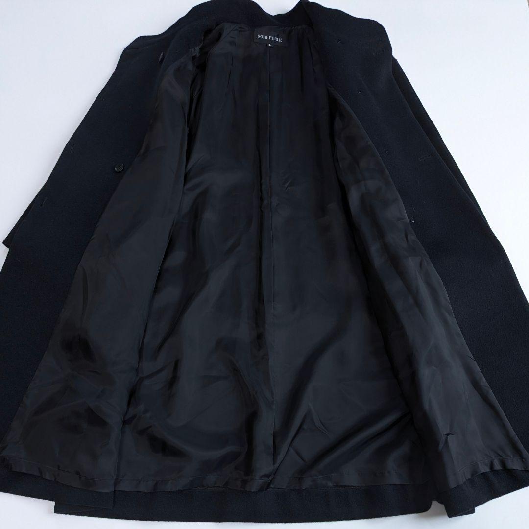 美品 SOIR PERLE ウールアンゴラコート L ブラックフォーマル