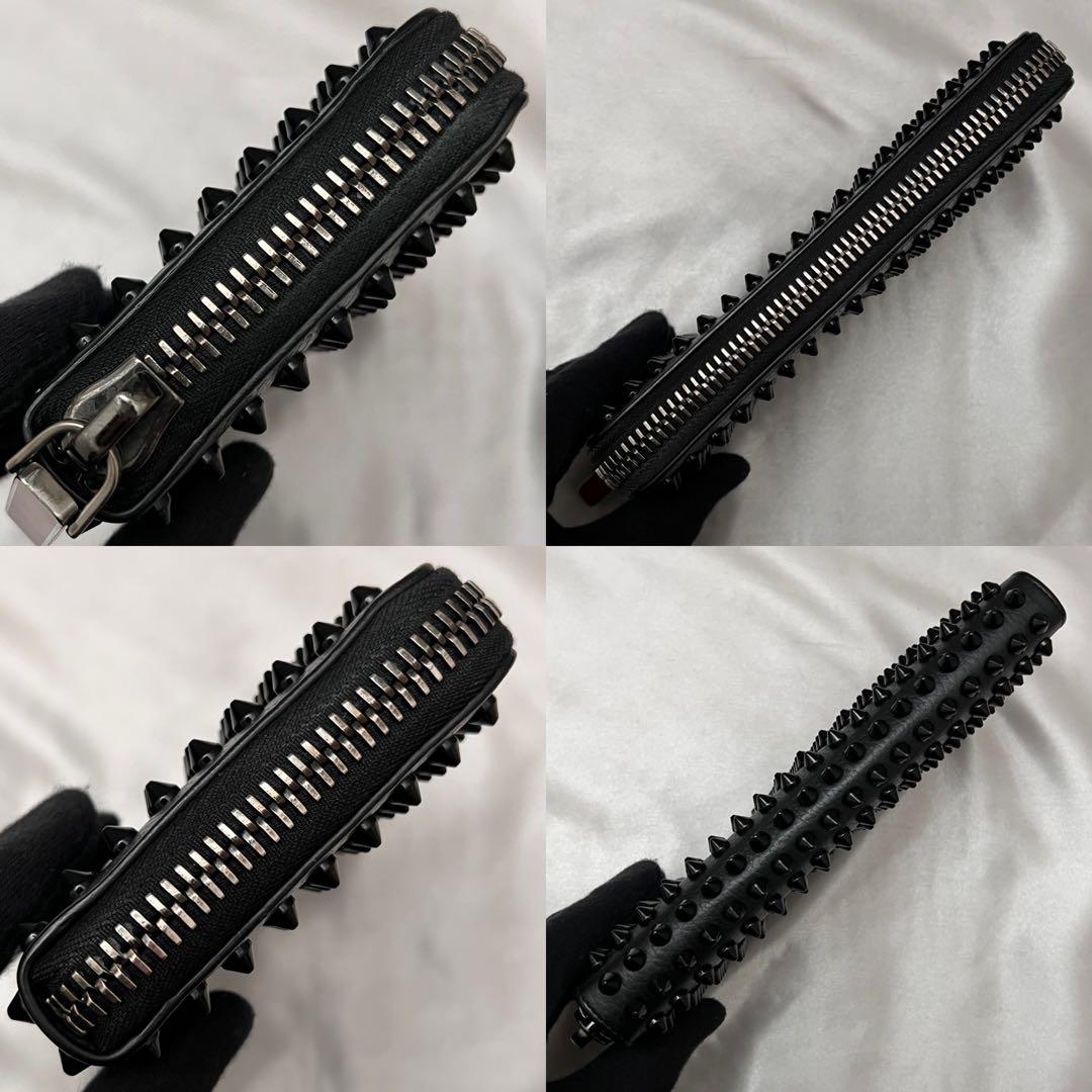 ◇極美品◇ルブタン　パネトーネ　スタッズ長財布　ラウンドジップ　オールブラック