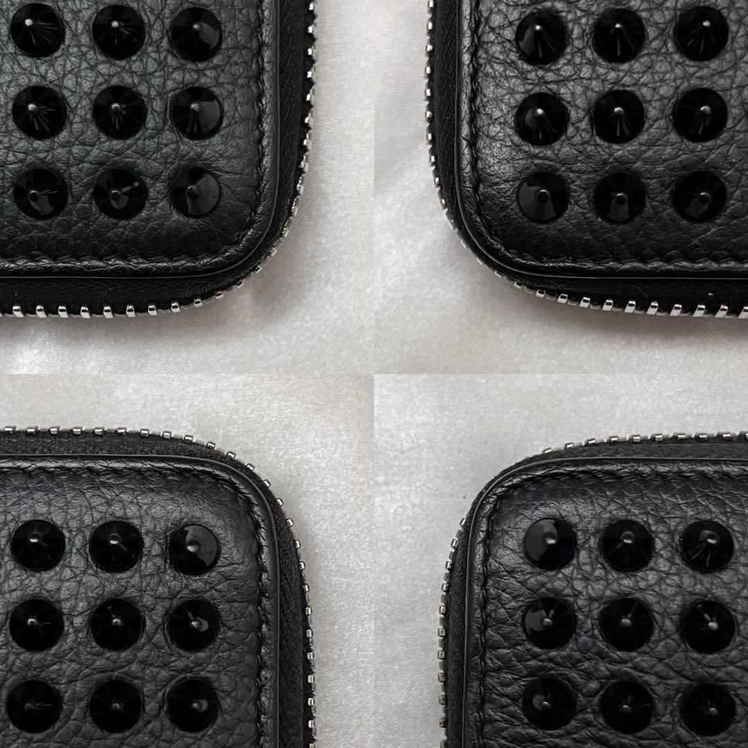 ◇極美品◇ルブタン　パネトーネ　スタッズ長財布　ラウンドジップ　オールブラック