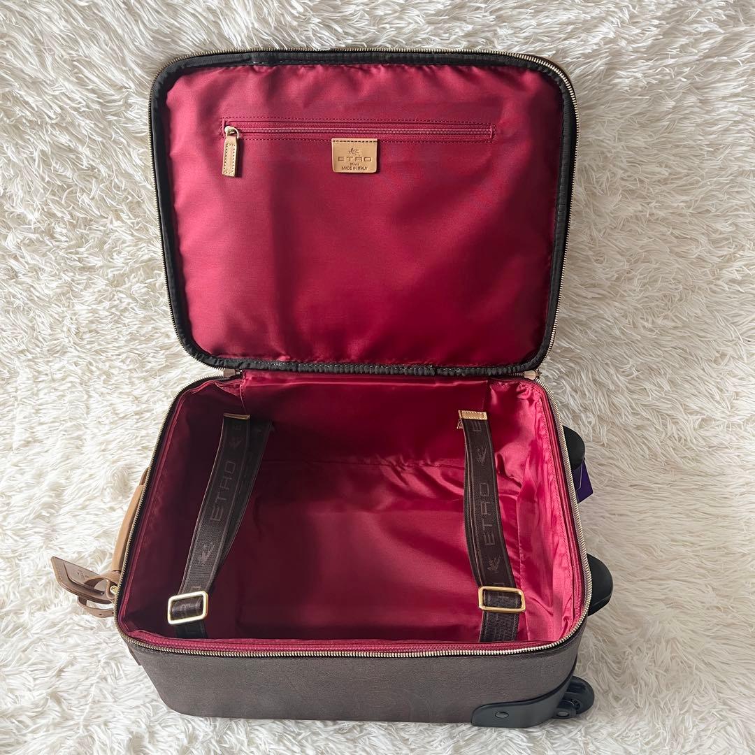 未使用級✨ETRO エトロ　キャリーケース　ペイズリー　ブラウン　レザー