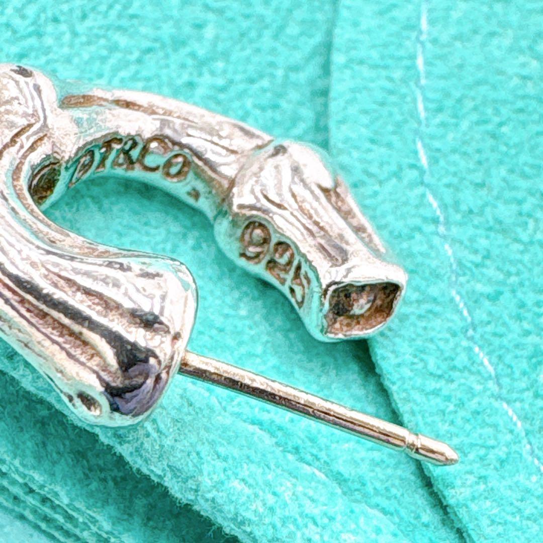 美品 オールドティファニー バンブー スモール ピアス キャッチ社外品 シルバー