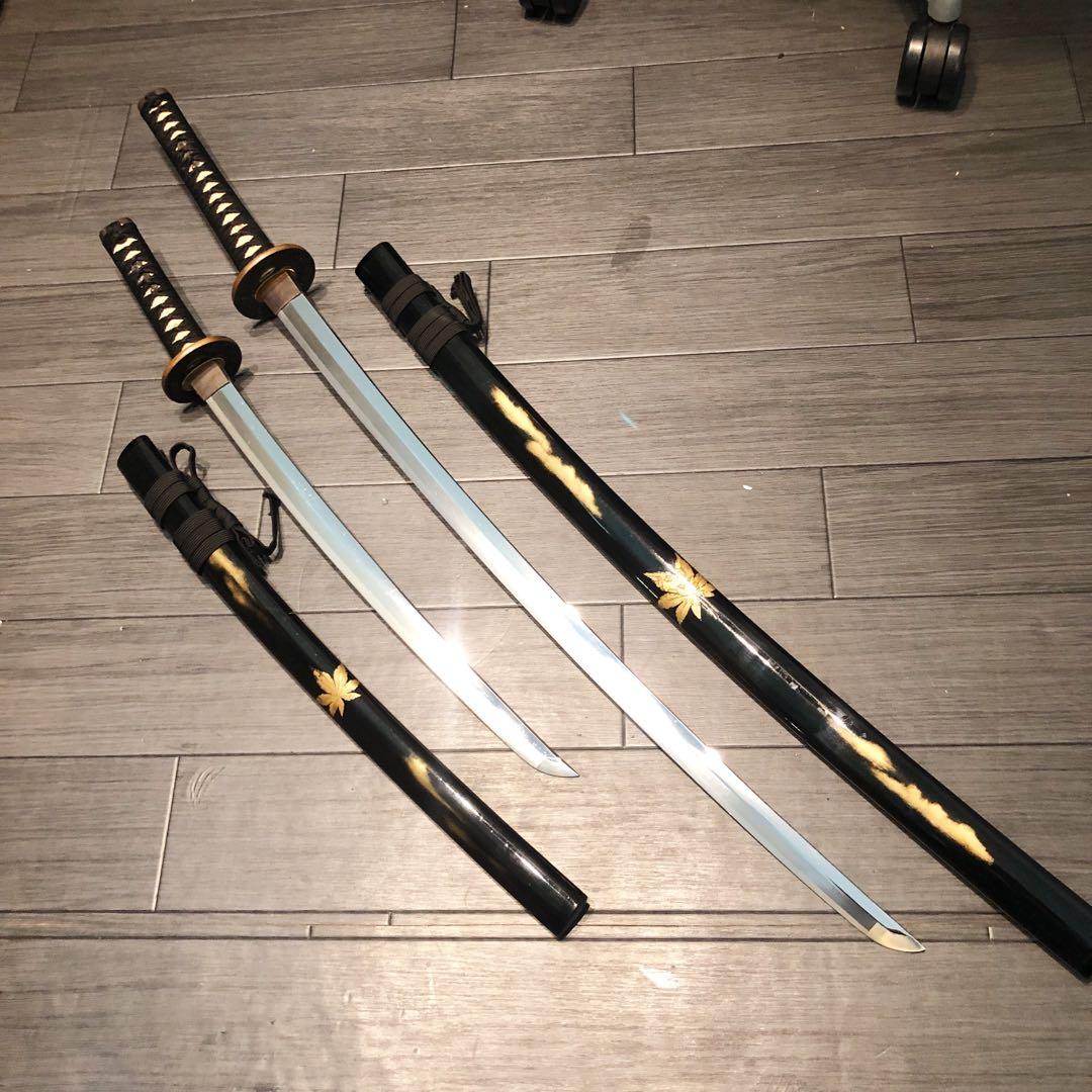 高級模造刀 高級居合刀 土佐美術刀剣 大小セット 本研波刃 紅葉