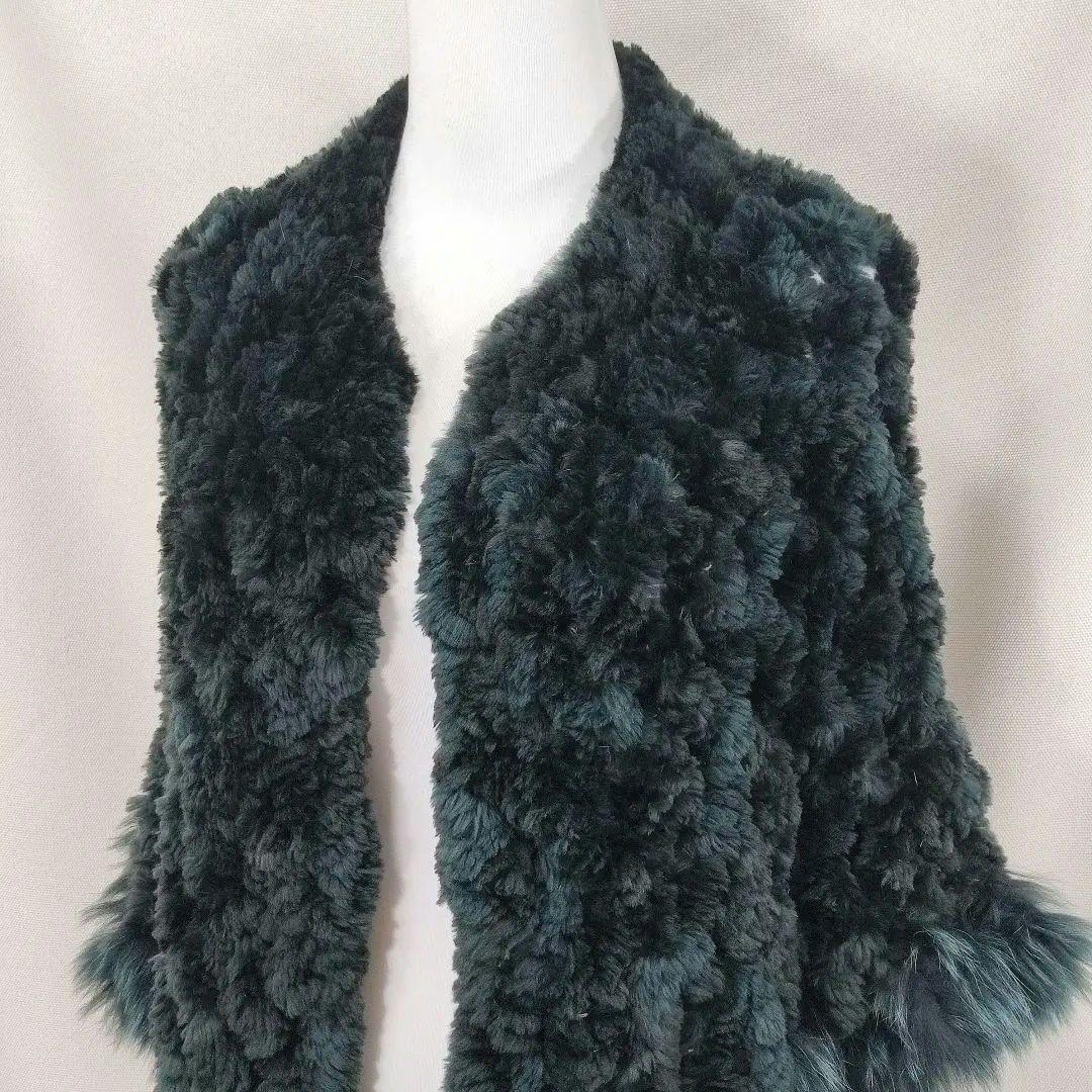 美品　Paula Lishman　ケープ　ビーバー×フォックス　ダークグリーン