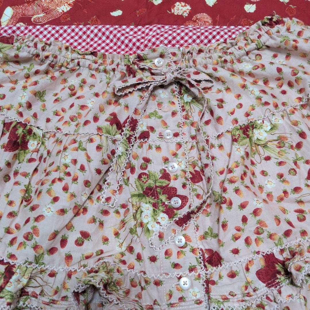 【超美品】ピンクハウス　苺柄丸パッチワーク段々スカート