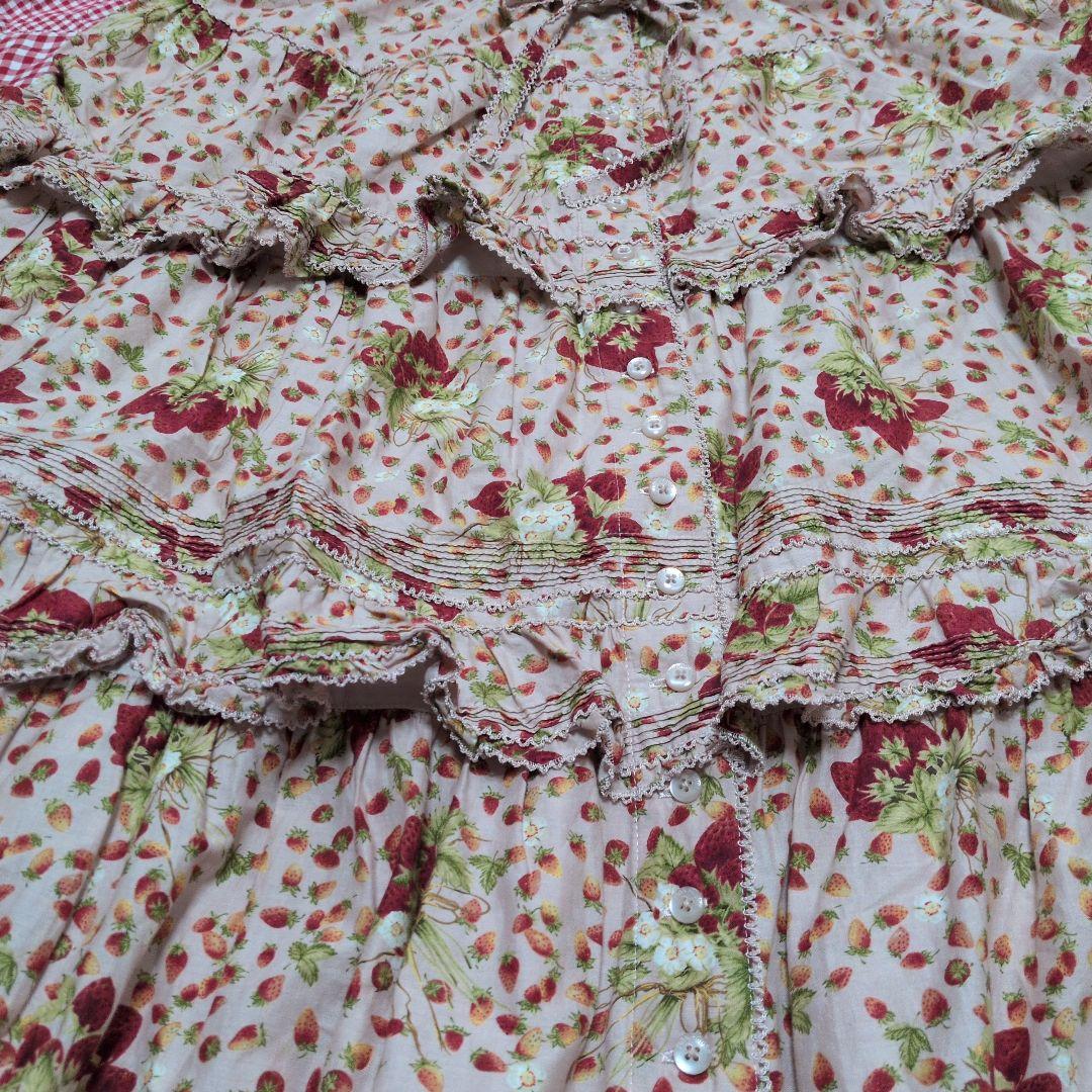 【超美品】ピンクハウス　苺柄丸パッチワーク段々スカート