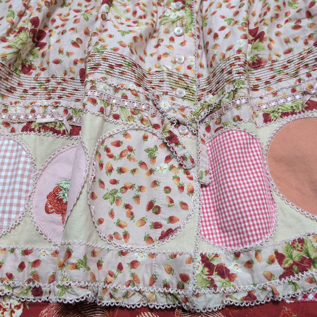 【超美品】ピンクハウス　苺柄丸パッチワーク段々スカート