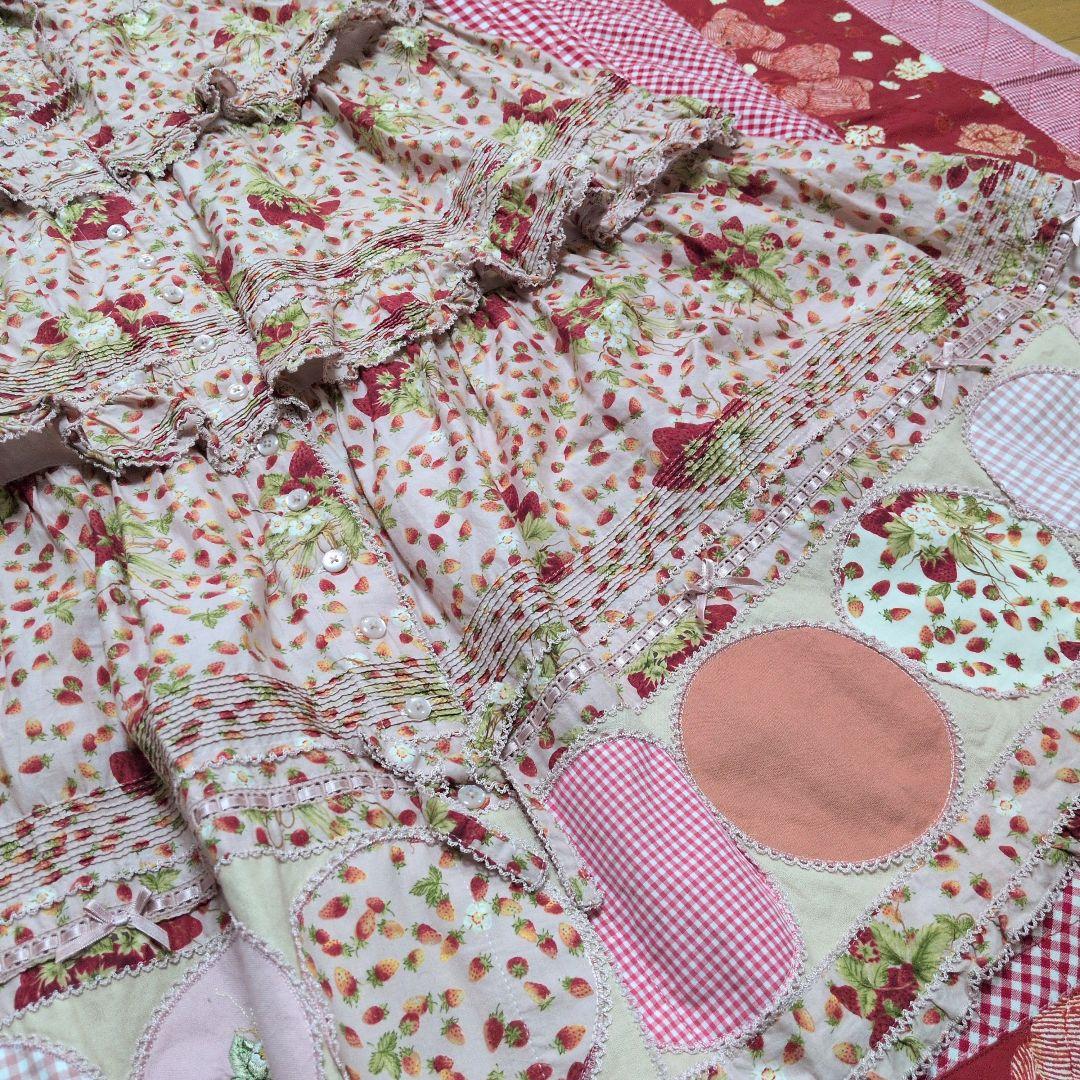 【超美品】ピンクハウス　苺柄丸パッチワーク段々スカート