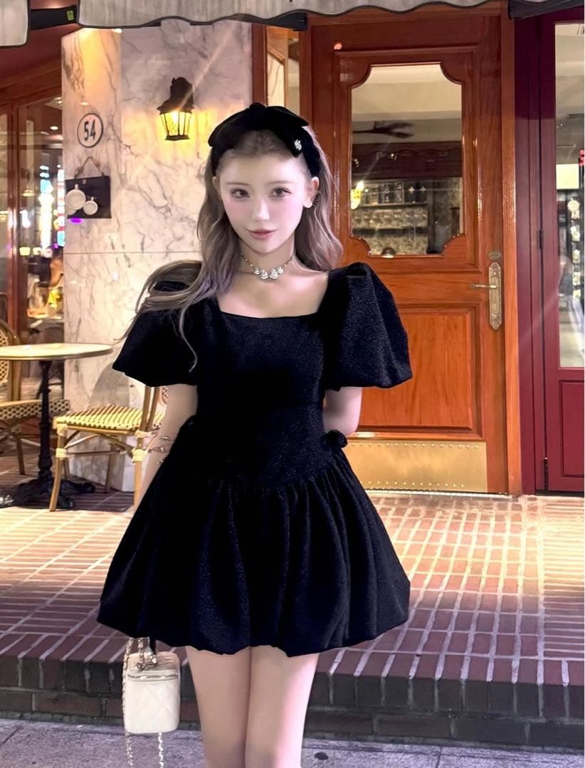 (新品)treat ürself パフスリーブバルーンミニワンピース