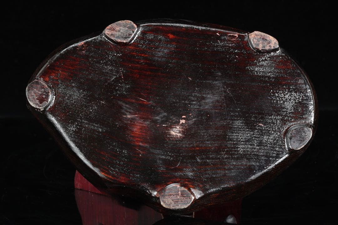 小矢部川石 赤石 1.9kg 台座付 鑑賞石 水石 自然石 景石 盆景 盆石