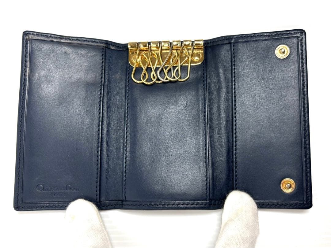 クリスチャンディオール トロッター 6連キーケース ネイビー MC0023