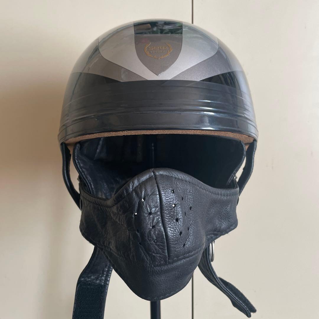 SETAハーフヘルメットレザーマスク クノー工業 旧車 ヴィンテージ 昭和