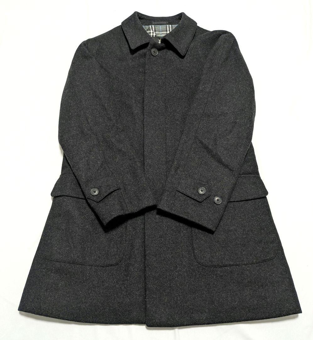 極美品 バーバリーブラックレーベル ウール ステンカラーコート ノバチェック L