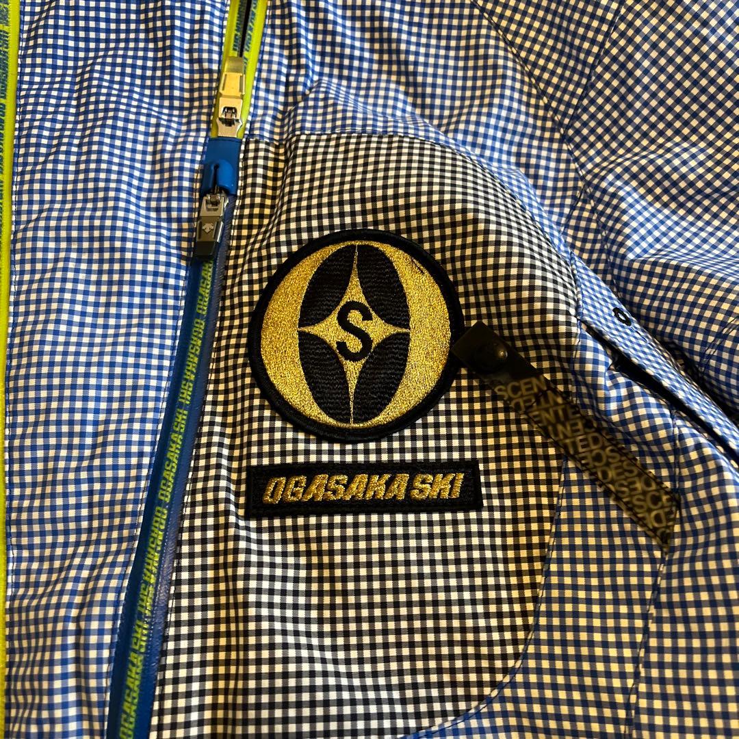 DESCENTE × OGASAKA スキーウェア 上下 青と白のチェック柄
