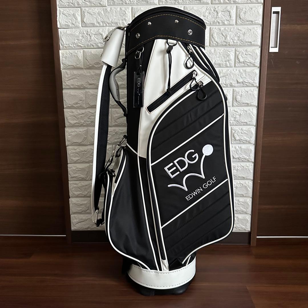 美品 EDWIN GOLF ゴルフ 9.5型キャディバッグ 6分割 ブラック