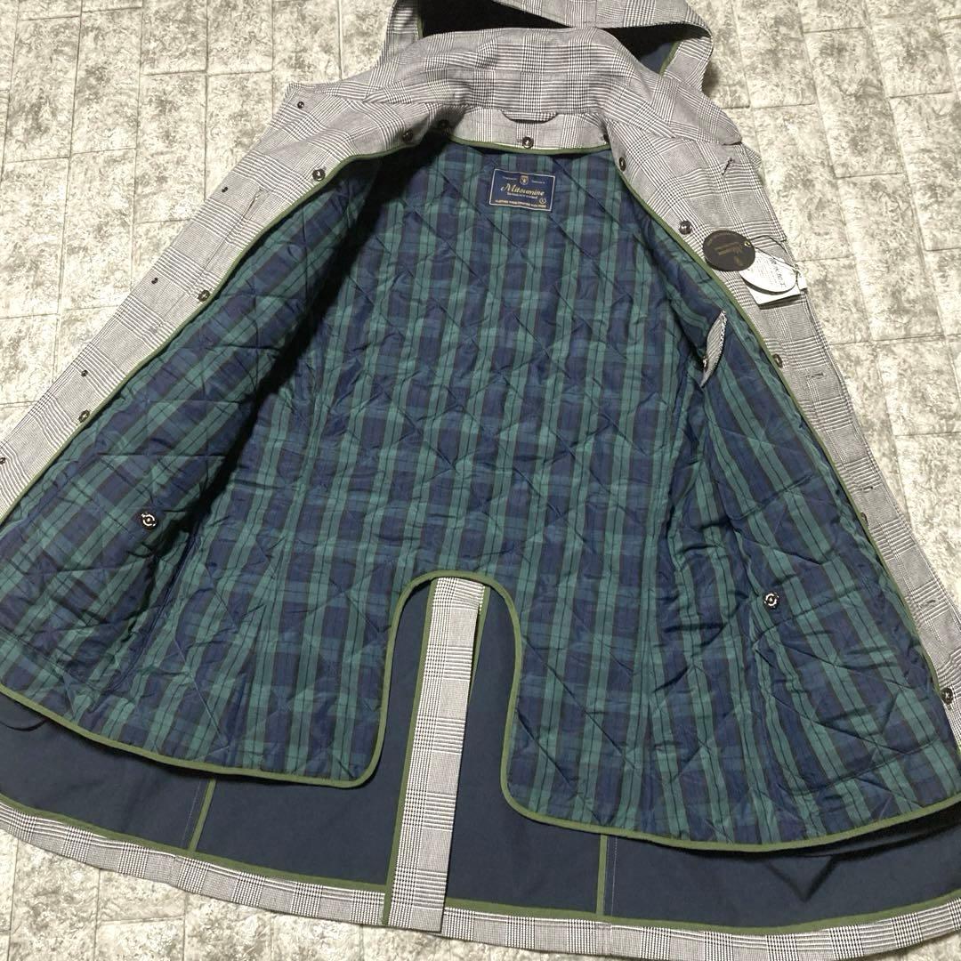 新品　ミツミネ　ライナー付き　ステンカラーコート　グレンチェック　フード