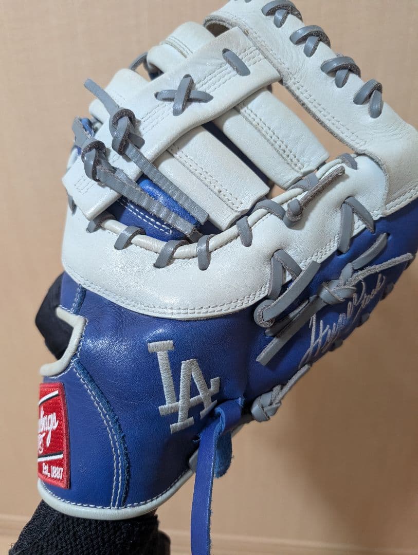 ◆湯もみ型付済◆ MLBドジャース ローリングス ファーストミット 軟式グローブ
