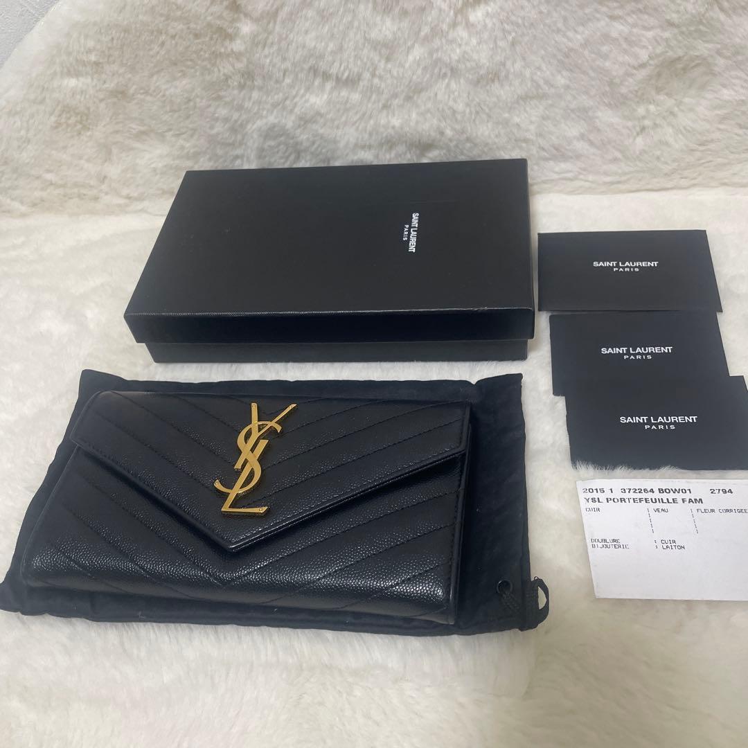 ✨未使用級　付属品完備✨サンローラン　長財布　フラップ　カサンドラ　キャビア