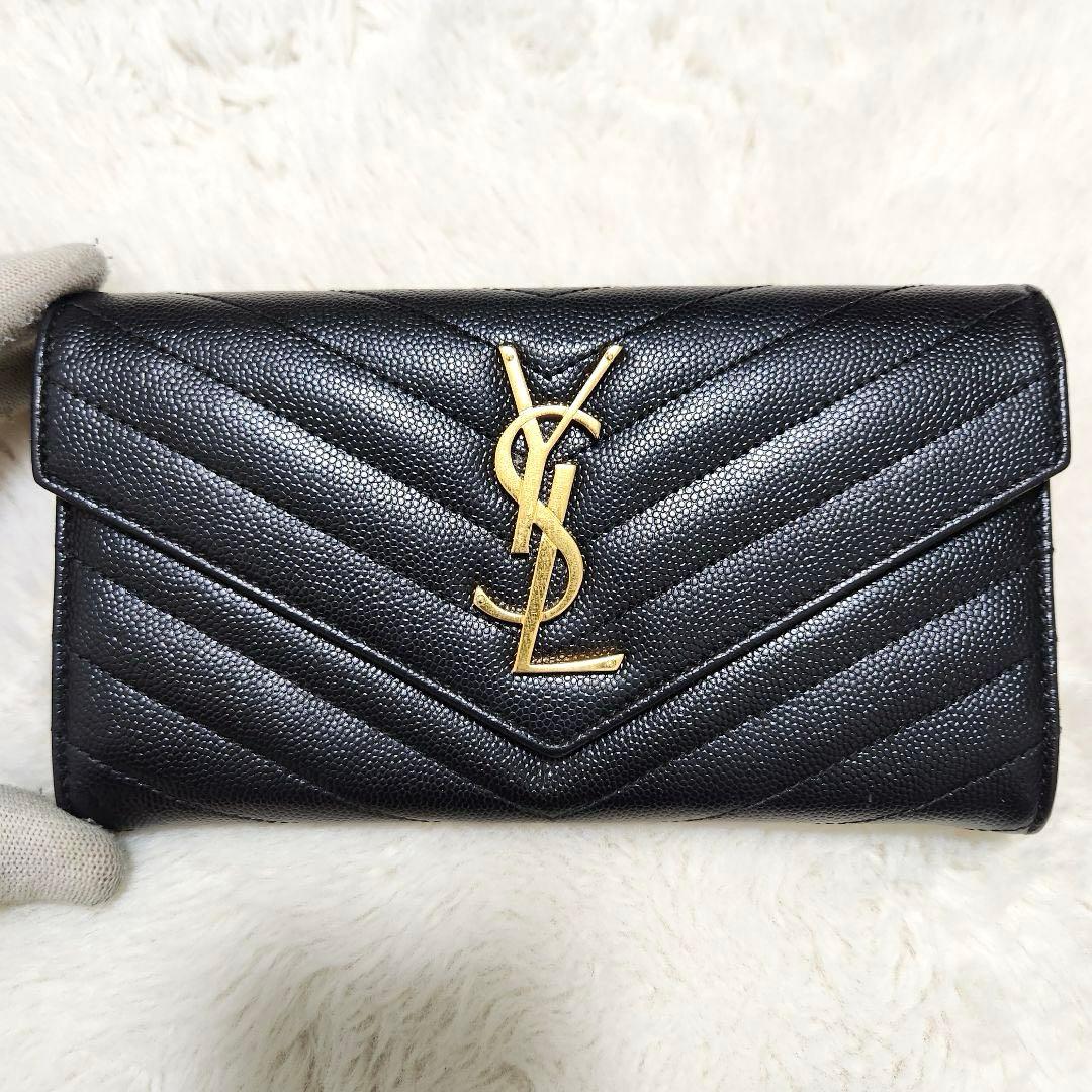 ✨未使用級　付属品完備✨サンローラン　長財布　フラップ　カサンドラ　キャビア