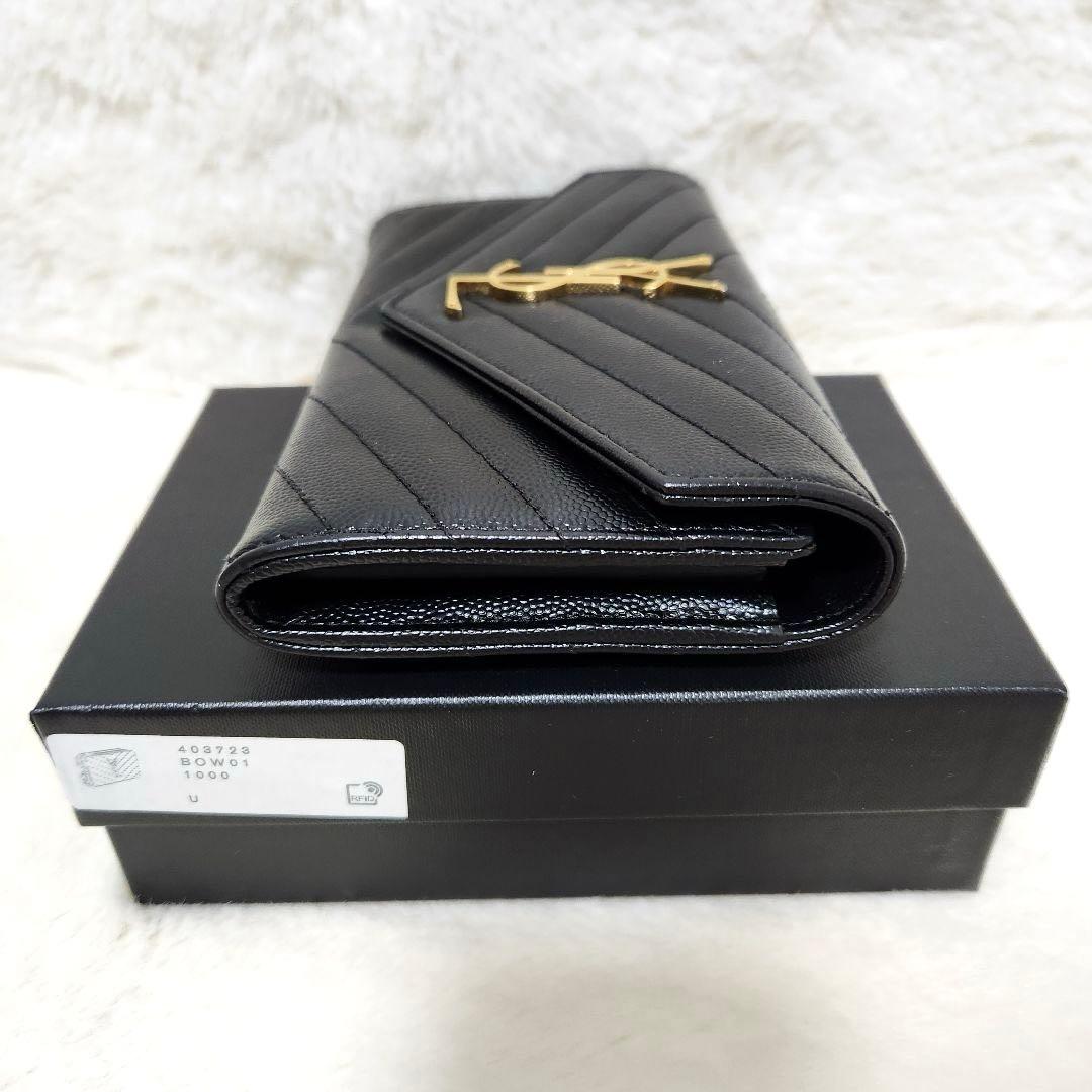 ✨未使用級　付属品完備✨サンローラン　長財布　フラップ　カサンドラ　キャビア