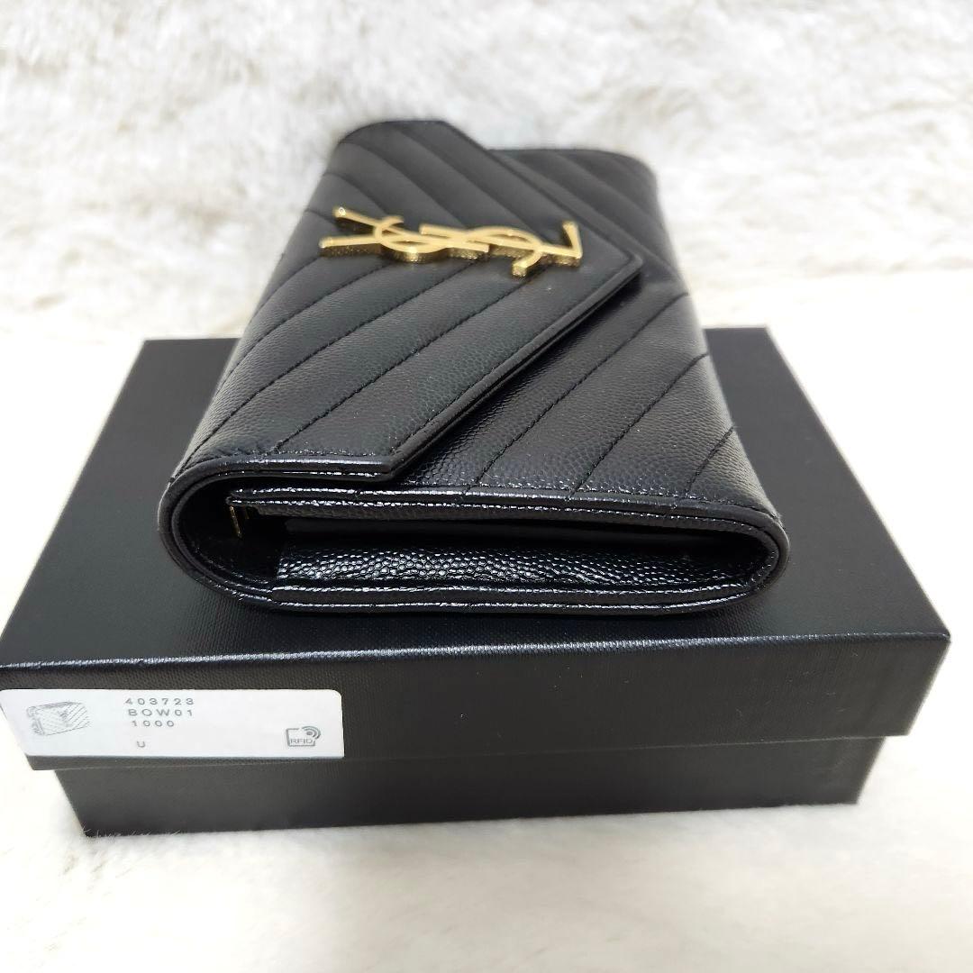 ✨未使用級　付属品完備✨サンローラン　長財布　フラップ　カサンドラ　キャビア