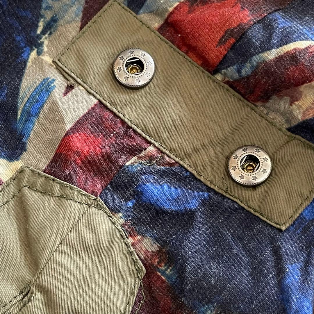 プリティーグリーン モッズコート ユニオンジャック バッジ付き カーキ