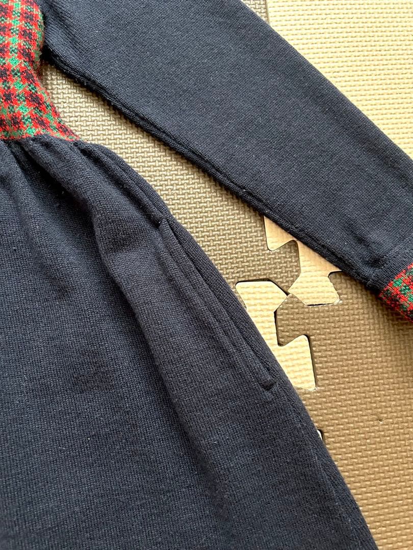 【ポカリスエット】《familiar》チェック柄ニットワンピース 130