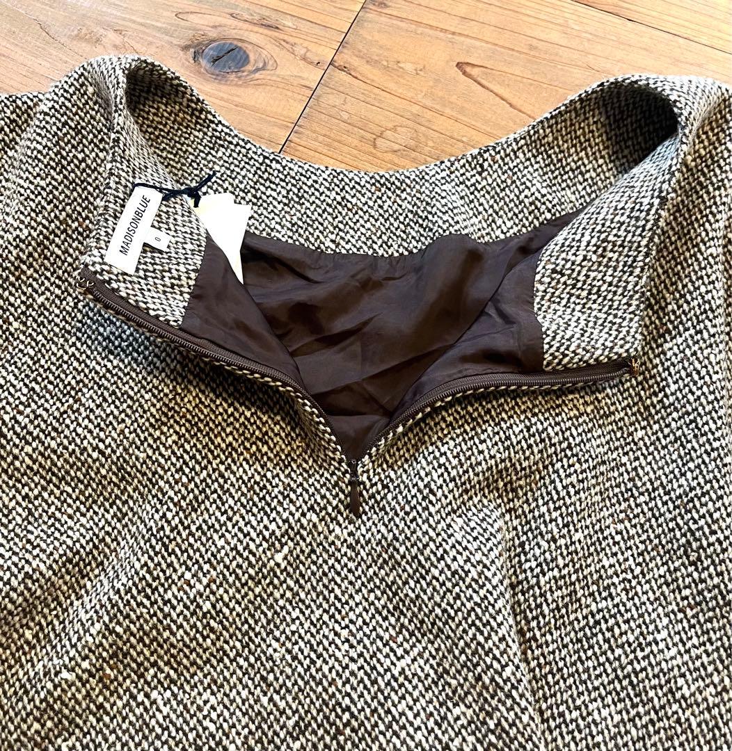 マディソンブルー ポンチョ ツィード ウール ブラウン新品未使用