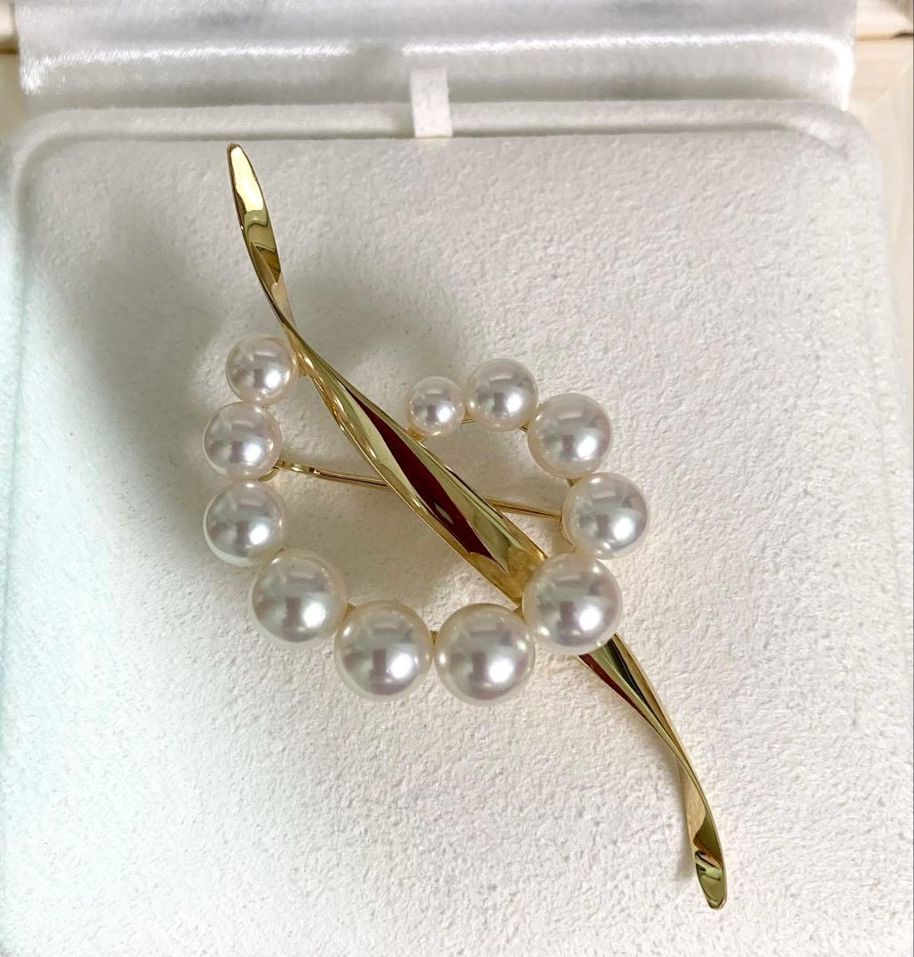 極美品】ミキモト パール ブローチ K18YG 現行品 ケース・外箱 愛子様