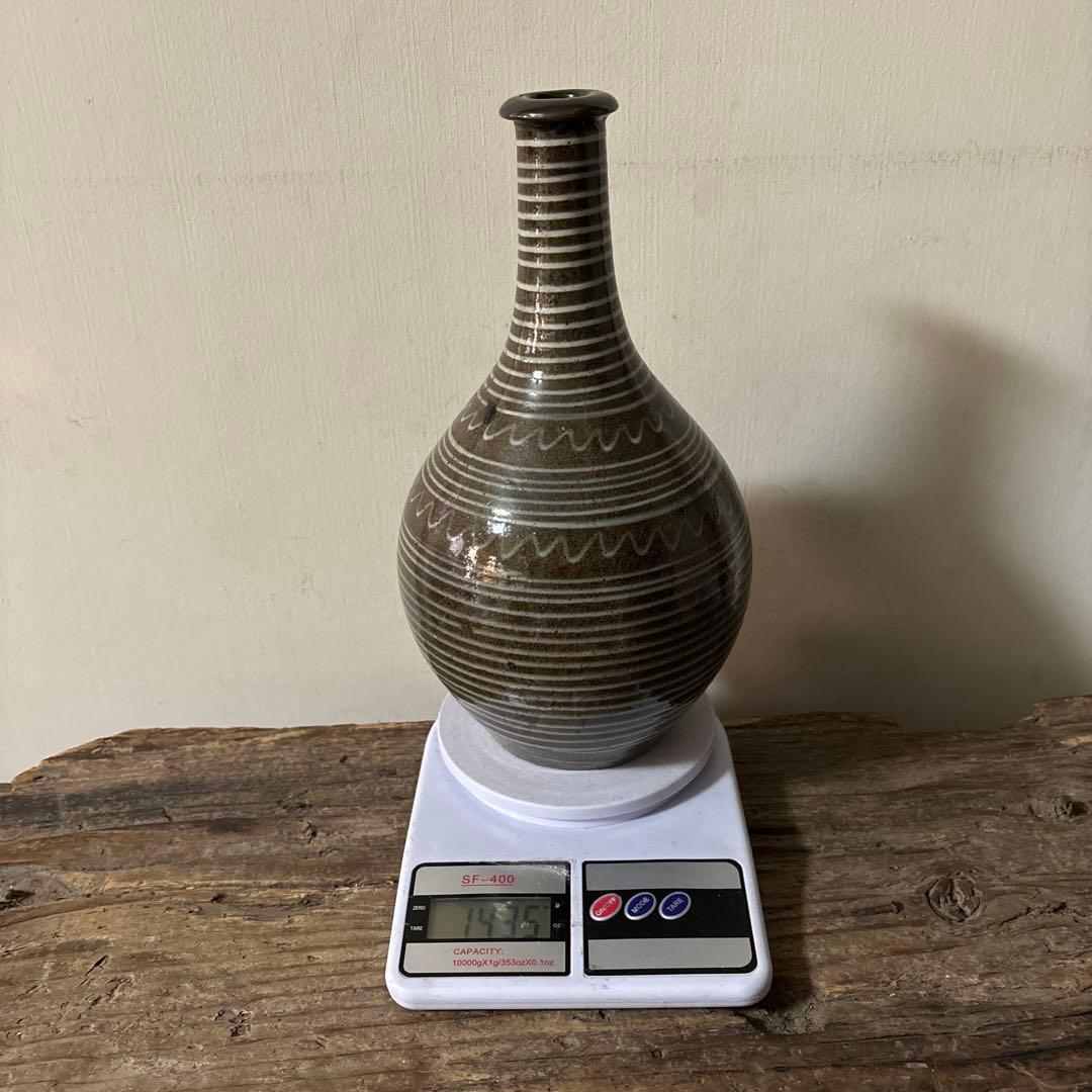 古丹波焼 えへんイッチン徳利 その② 古陶磁.アンティーク.花入.筒描