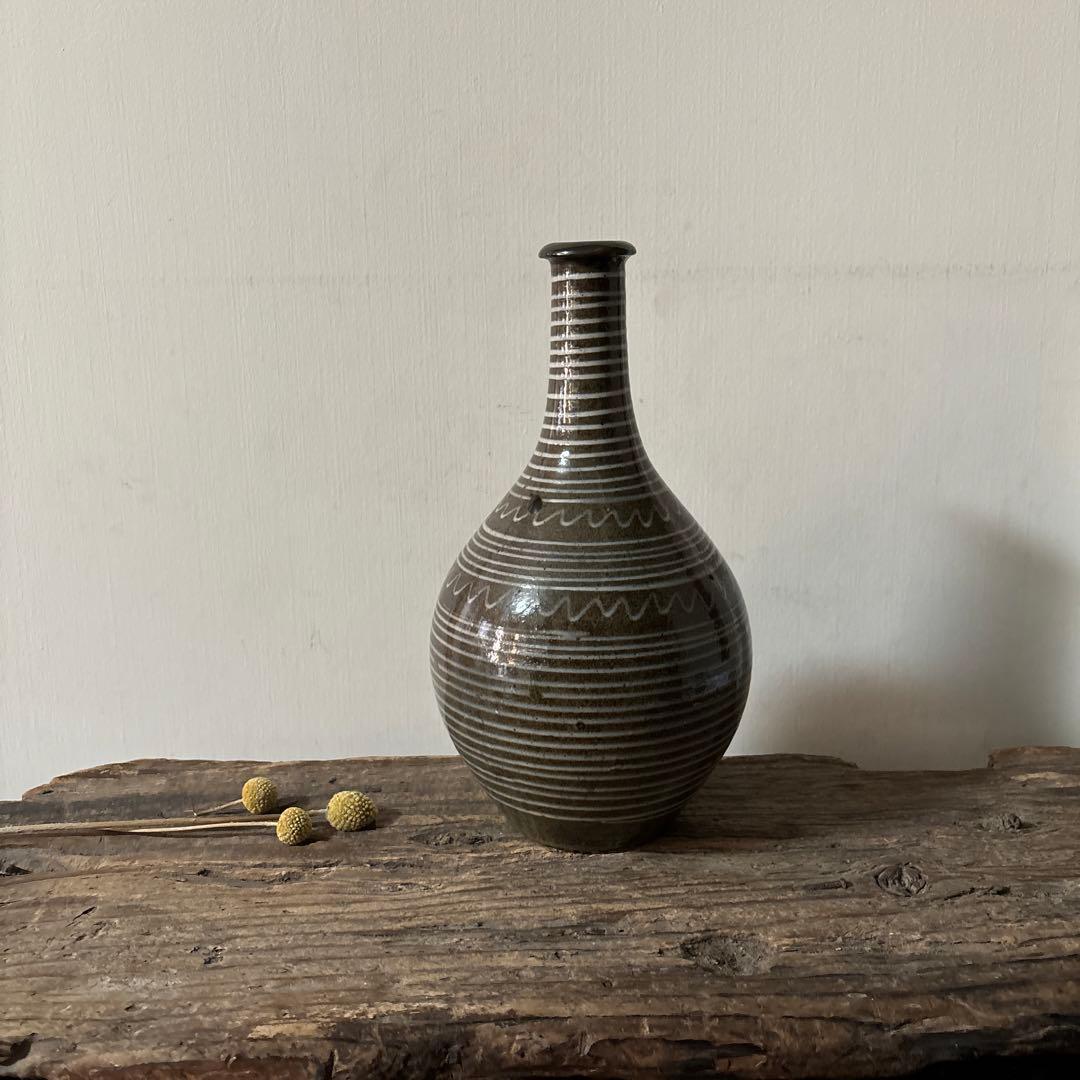 古丹波焼 えへんイッチン徳利 その② 古陶磁.アンティーク.花入.筒描