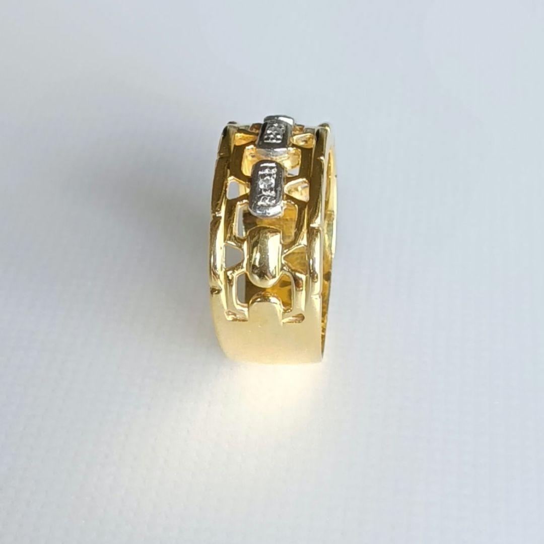 K18xPt900 コンビリング メレダイヤ3石 0.02ct