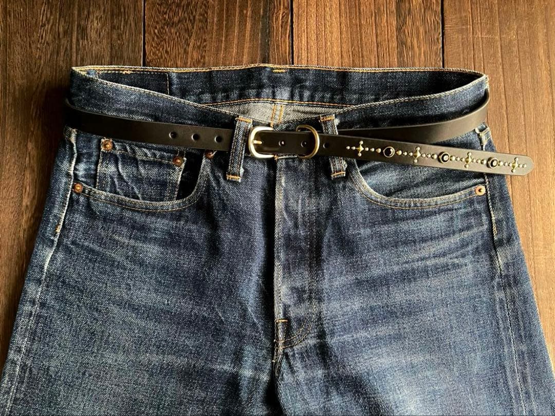 ナローロングベルト　真鍮　牛ヌメ　exca HTC CALEE