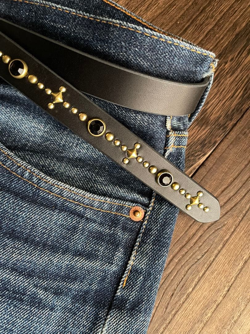 ナローロングベルト　真鍮　牛ヌメ　exca HTC CALEE