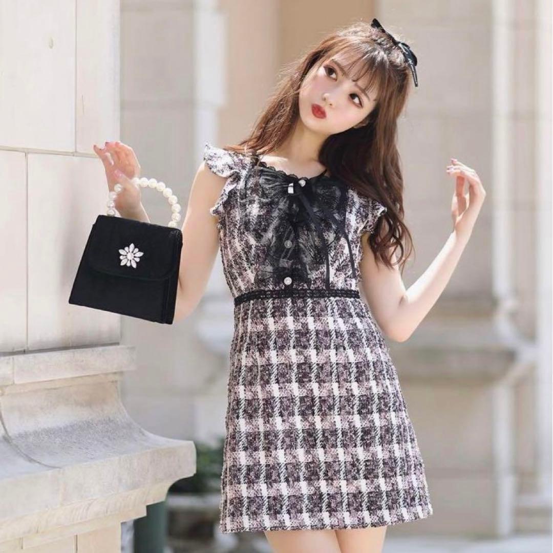 M me eme チェックツイードワンピース エムミーエメ