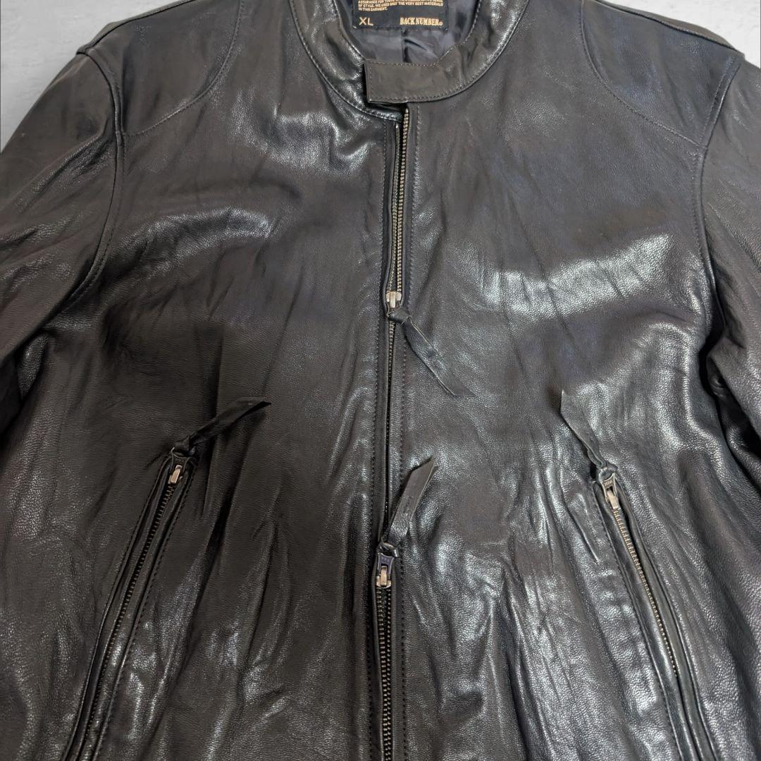 希少 XL バックナンバー ライダースジャケット シングル 山羊革 Wジップ 黒