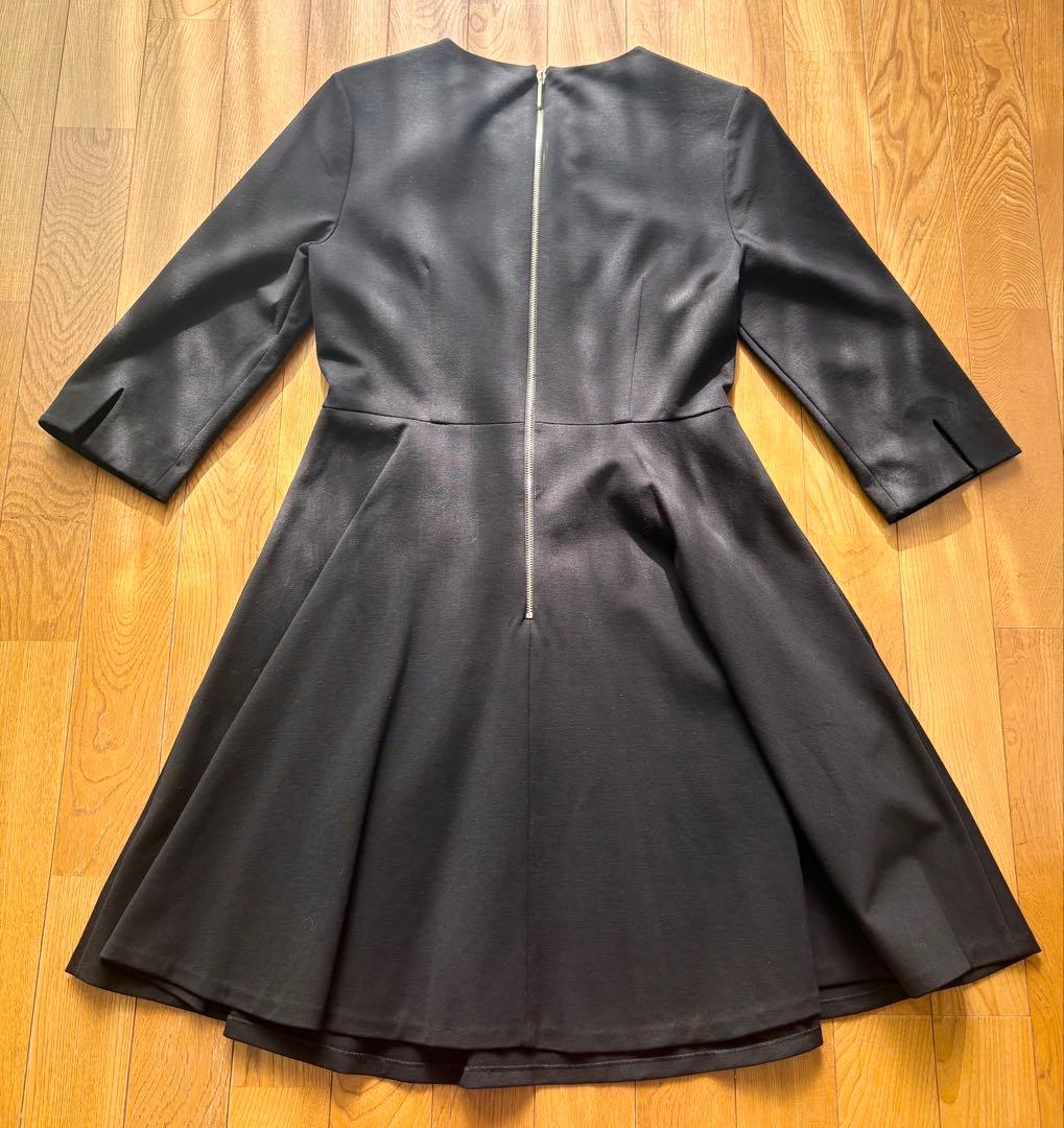 ★新品&激安 ケイトスペードニューヨークパールリボン７部袖黒ワンピースサイズS★