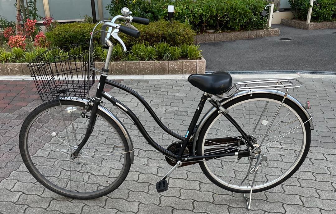 【大阪限定・整備済】シティサイクル 黒／タイヤ新品(パンク防止剤入り)・匿名配送 大阪限定・整備済】シティサイクル 黒／タイヤ新品(パンク防止剤入り