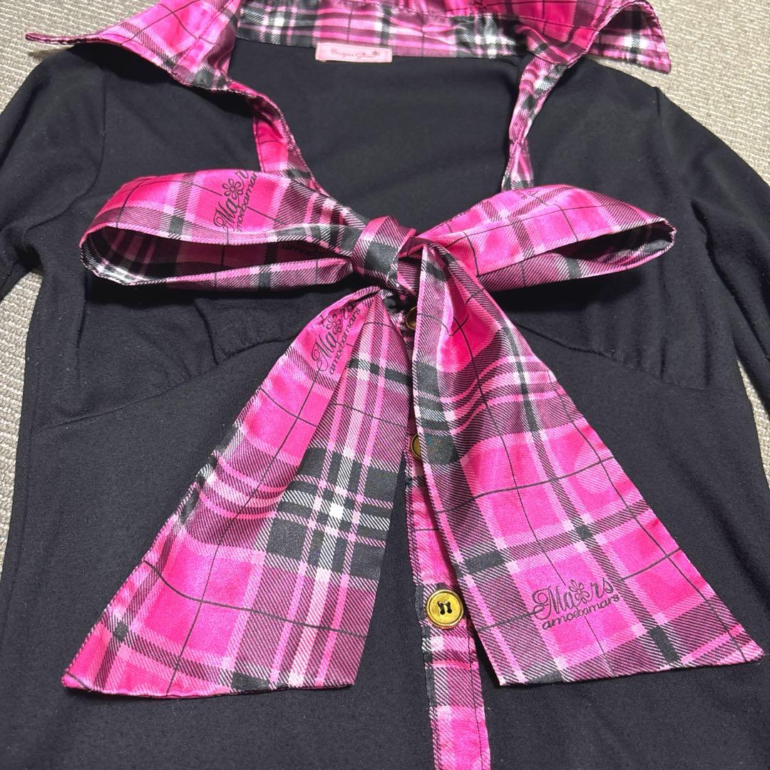 MARSチェック柄サテンおリボンワンピースY2k平成ギャル平成女児