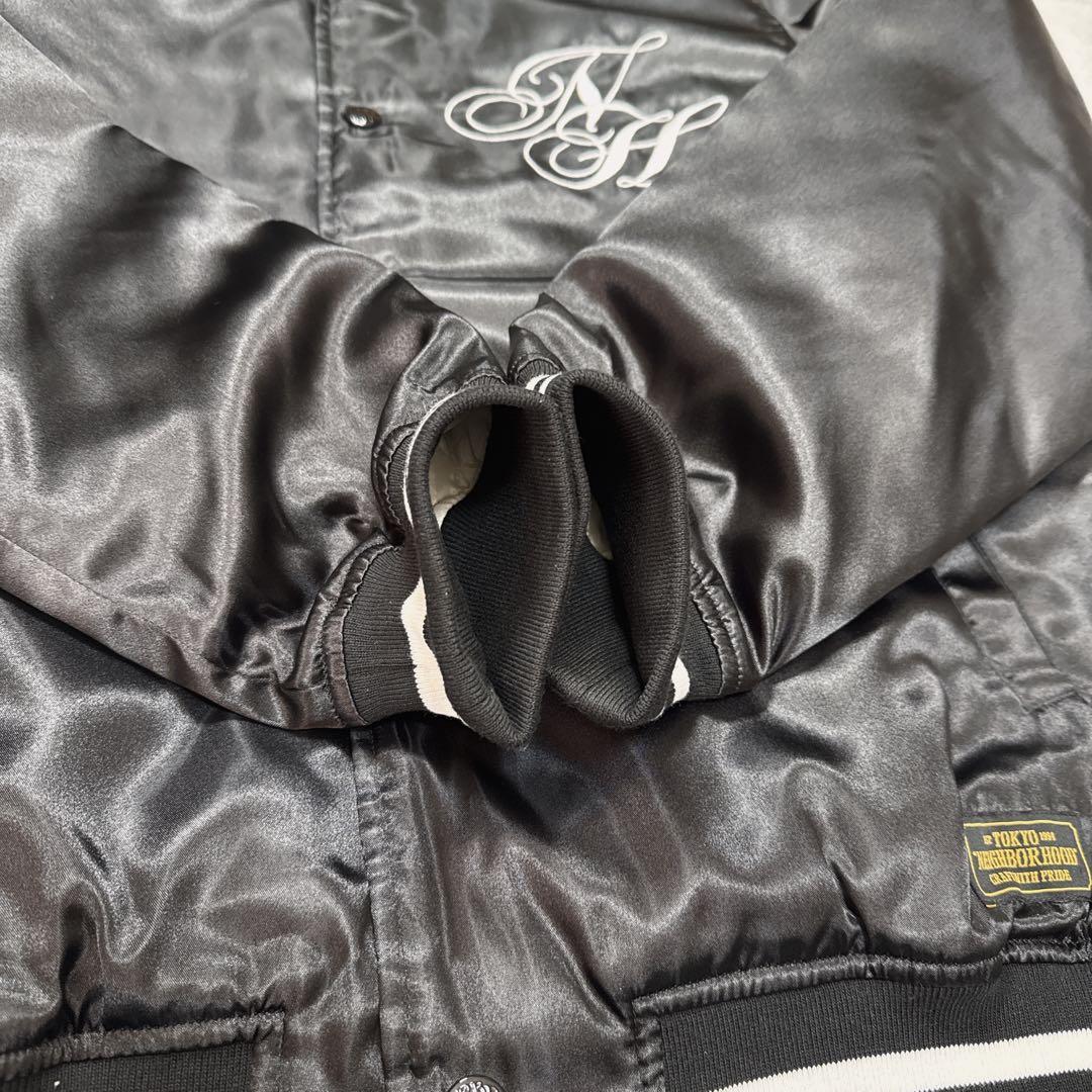 【レア】NEIGHBORHOOD サテン 刺繍 スタジャン L 黒 長瀬智也着用