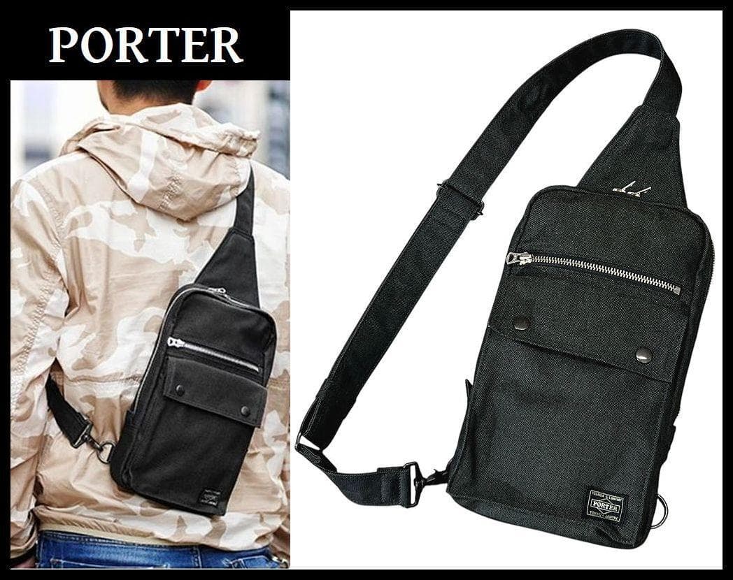 極美品 PORTER ポーター スモーキー スリング ショルダー バッグ 黒