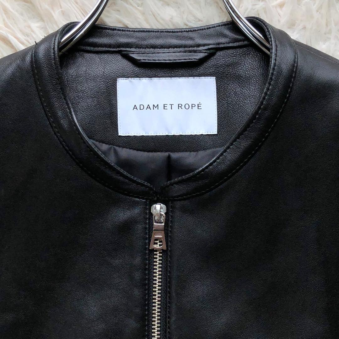 極美品 羊革 L】アダムエロペ シングルライダースジャケット 黒 W