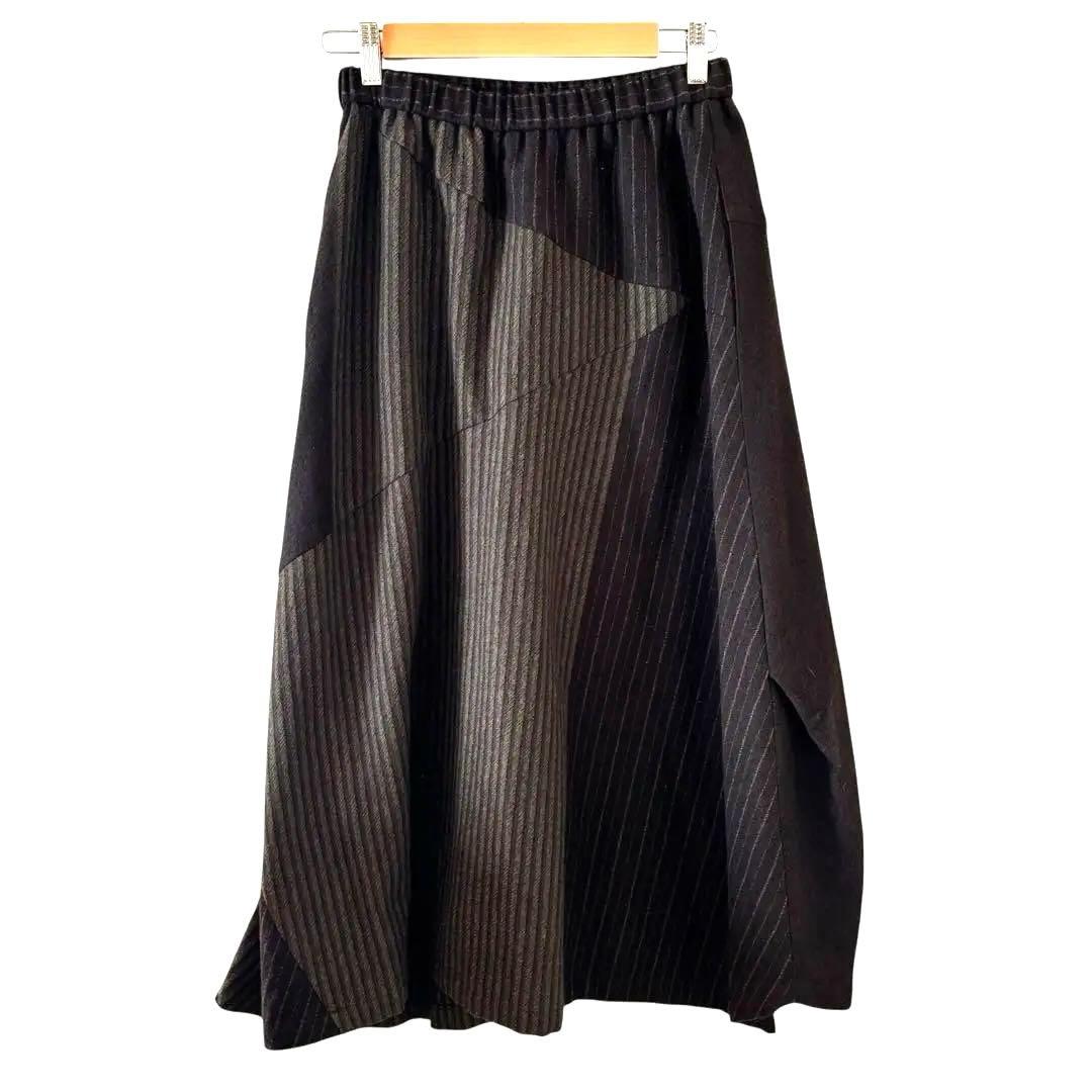 慈雨　センソユニコ　ロングスカート　40 ウール　変形デザイン　パッチワーク風