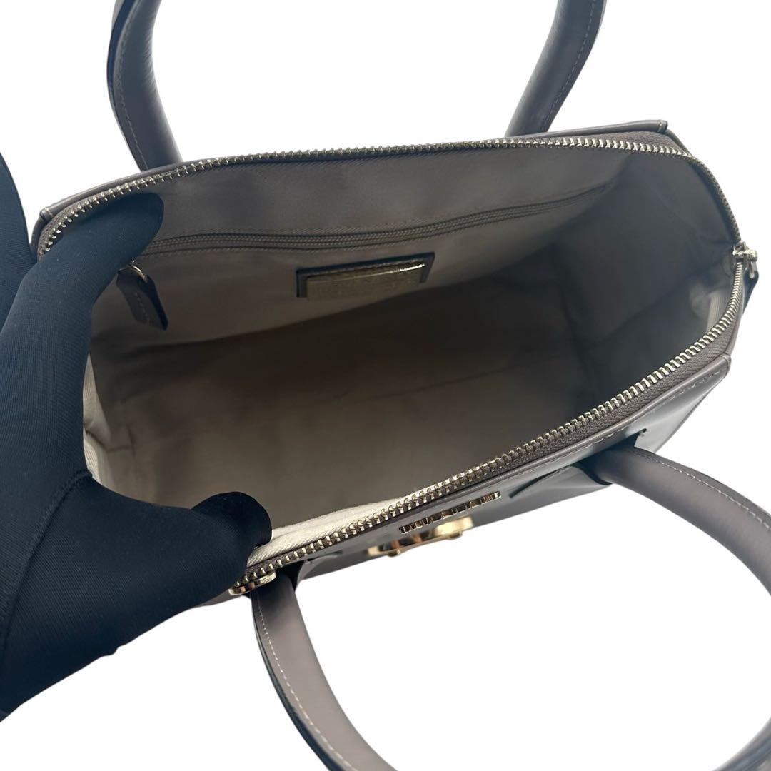 【良品】VALENTINO ハンドバッグ 2way Vロゴ サークルロゴ グレー