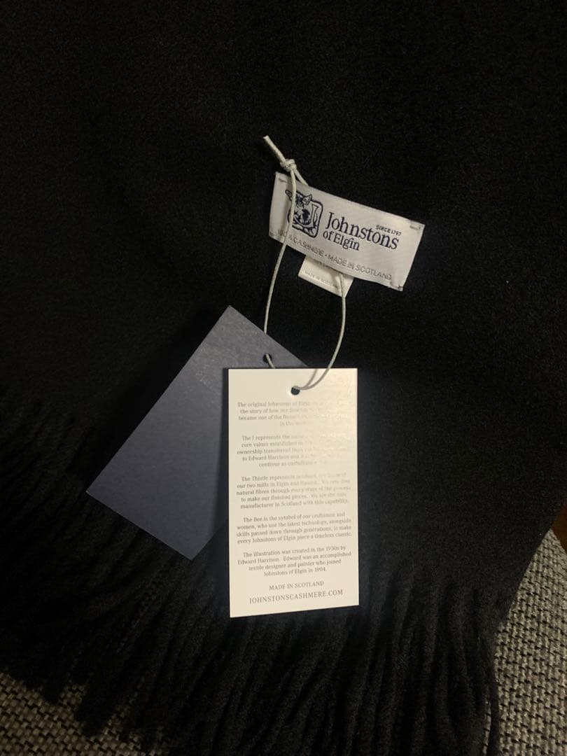 A*T様 ジョンストンズ スカーフブラック 大判ブラック カシミヤ ストール