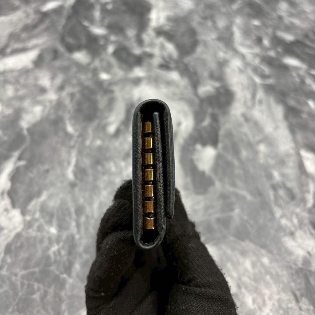 現行/極美品 PRADA 6連 キーケース サフィアーノ ブラック ゴールド